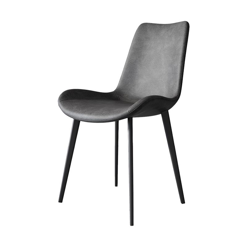 Chaises de salle à manger en cuir style contemporain Chaises de salle à manger sans accoudoirs à dossier solide (Ensemble de 2)