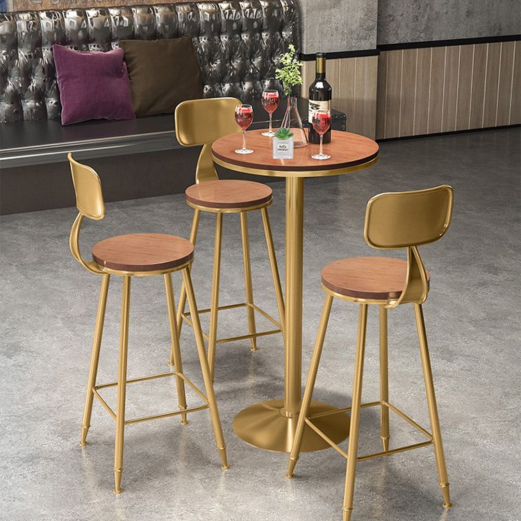 Glam Style Iron Bar Table Round Top Indoor Pedestal Bistro Table 23"W x 41"H