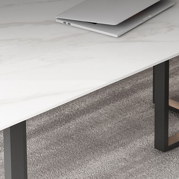 Rectangle Double Pedestal Industrial Table Fixed Table with Sintered Stone