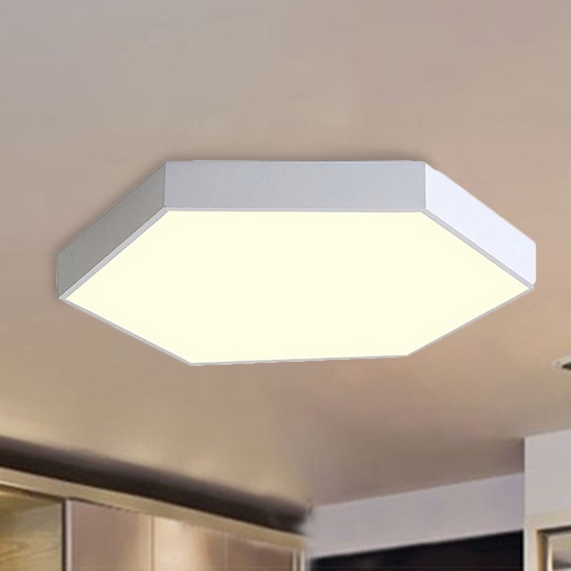 Modern Led Flush Mount with Metal Shade Gray/Yellow/Blue Hexagon Flush Mount Fixture in White/Warm Light, 16"/19.5"/23.5" Wide