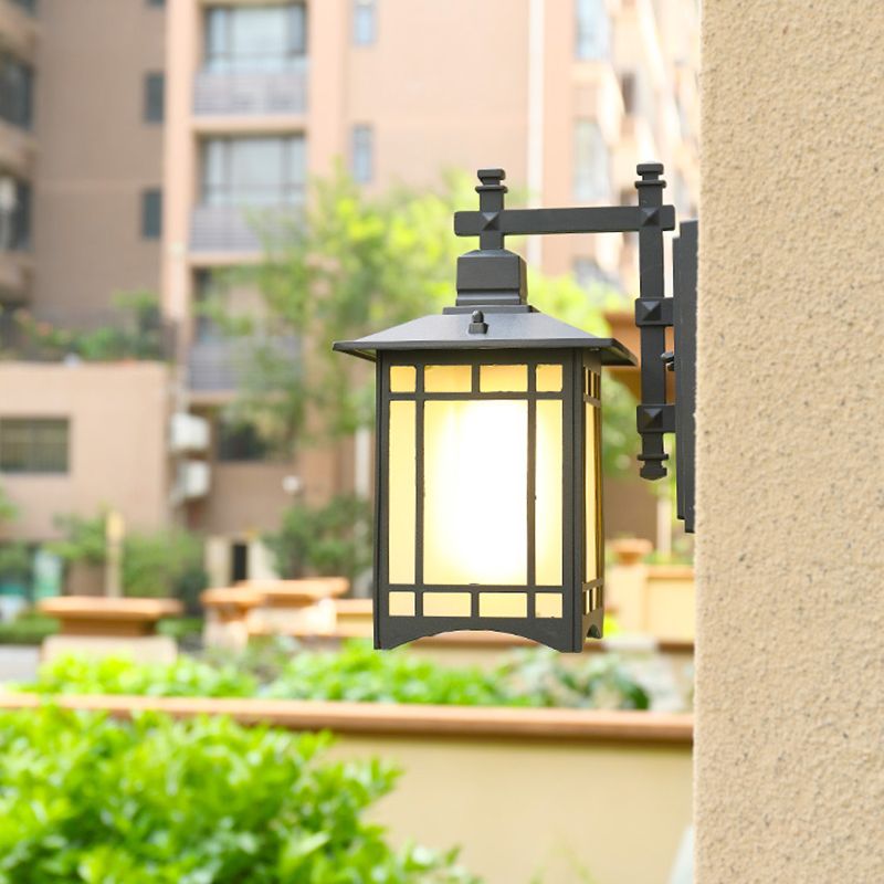 Squared Glass Wall Mount Lamp 1-Light Vintage Wall Lighting Fixture for Balcony