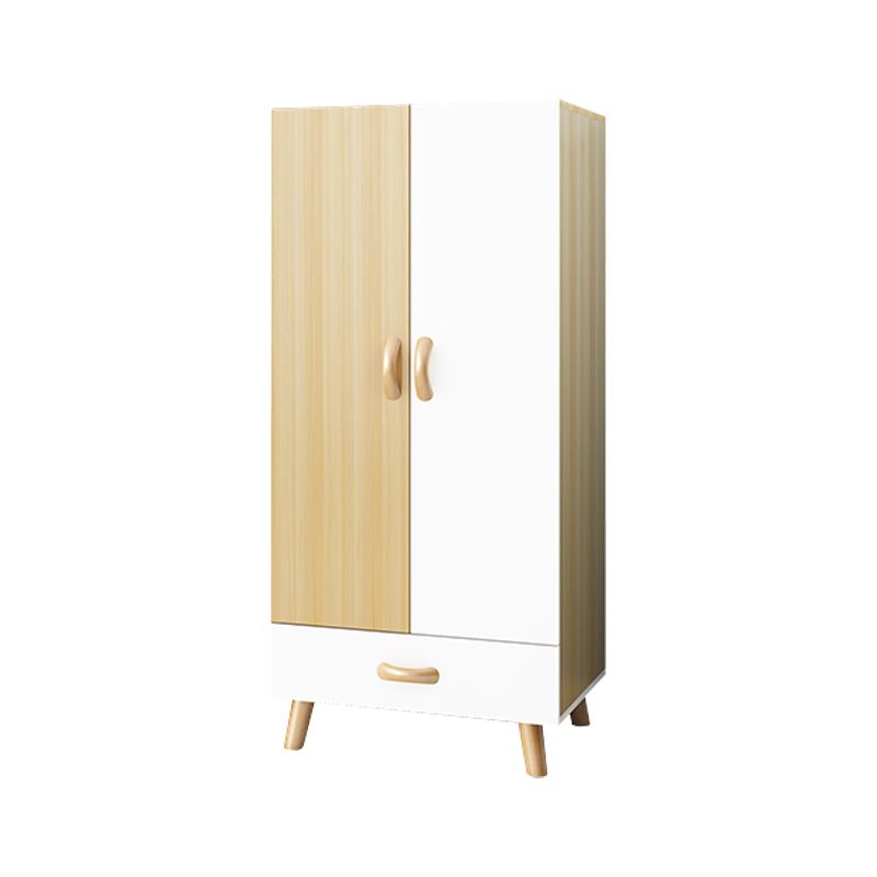 Modern Hinged Door Wardrobe for Bedroom Matte Finish Cabinet with Wood Legs