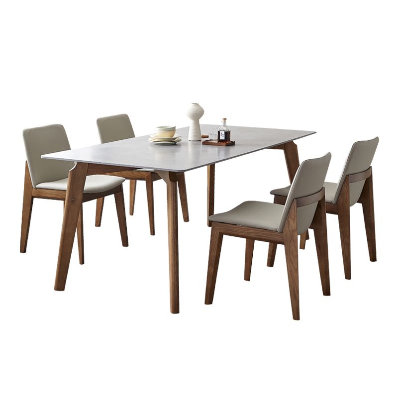 Rectangle Grey Top Dining Table Mid-Century Modern Sintered Stone Table with 4 Legs
