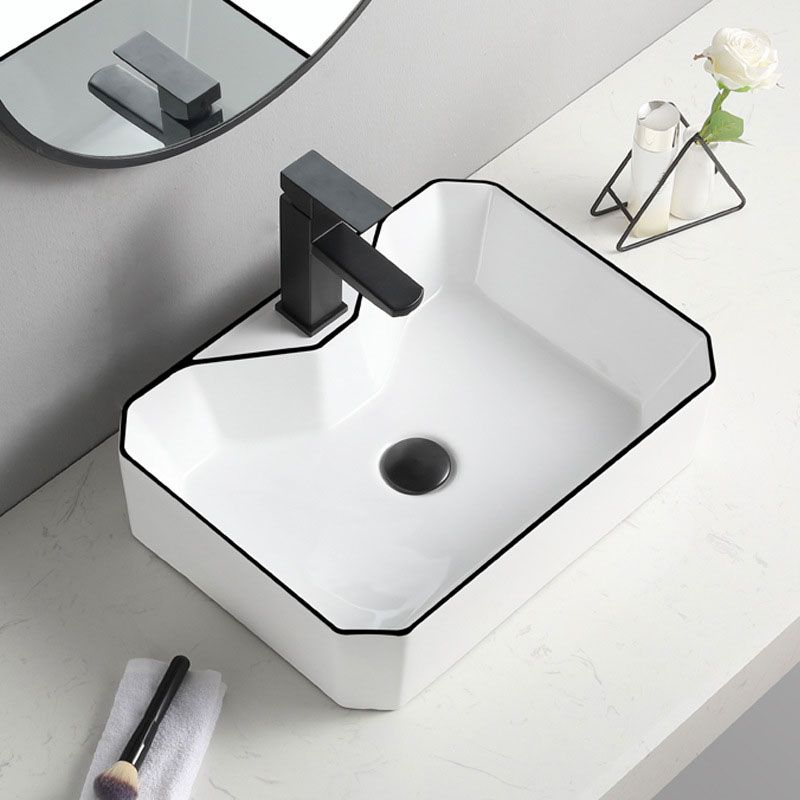 Contemporary Bathroom Sink with Pop-Up Drain Rectangular Vessel Bathroom Sink Only