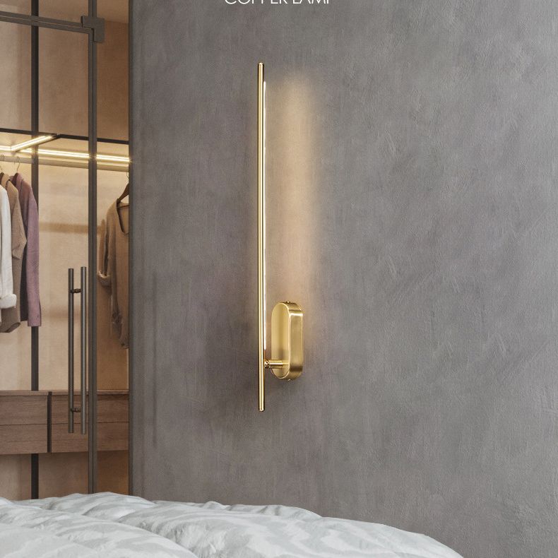 Acryl messing LED -muur sconce in moderne beknopte stijl koper lineair wandlicht voor binnenruimtes