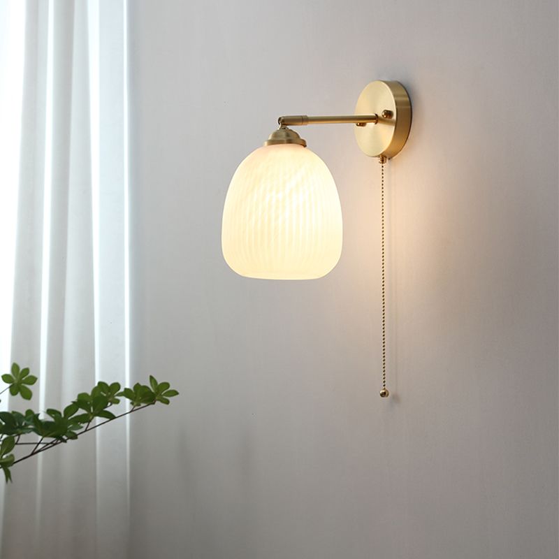 Vidrete de vidrio blanco apliques de pared de una cabeza para dormitorio de sala de estar