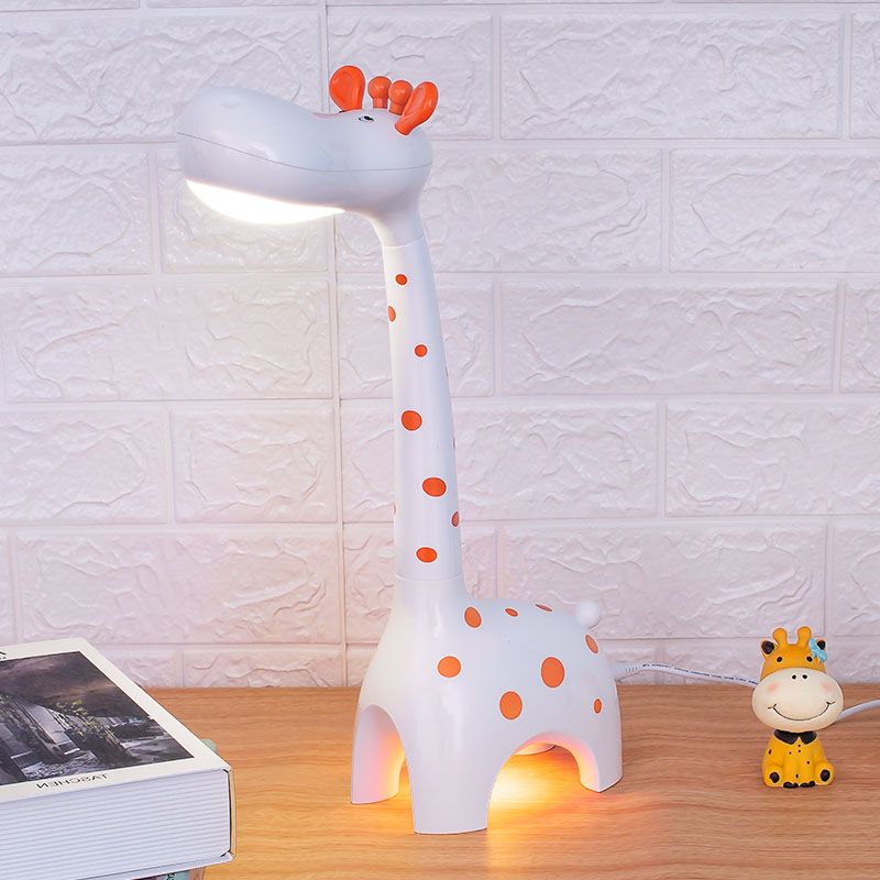 Plastic Giraffe Desk Lamp Kids 1-Head White/Yellow Nightstand Lighting for Children Bedroom