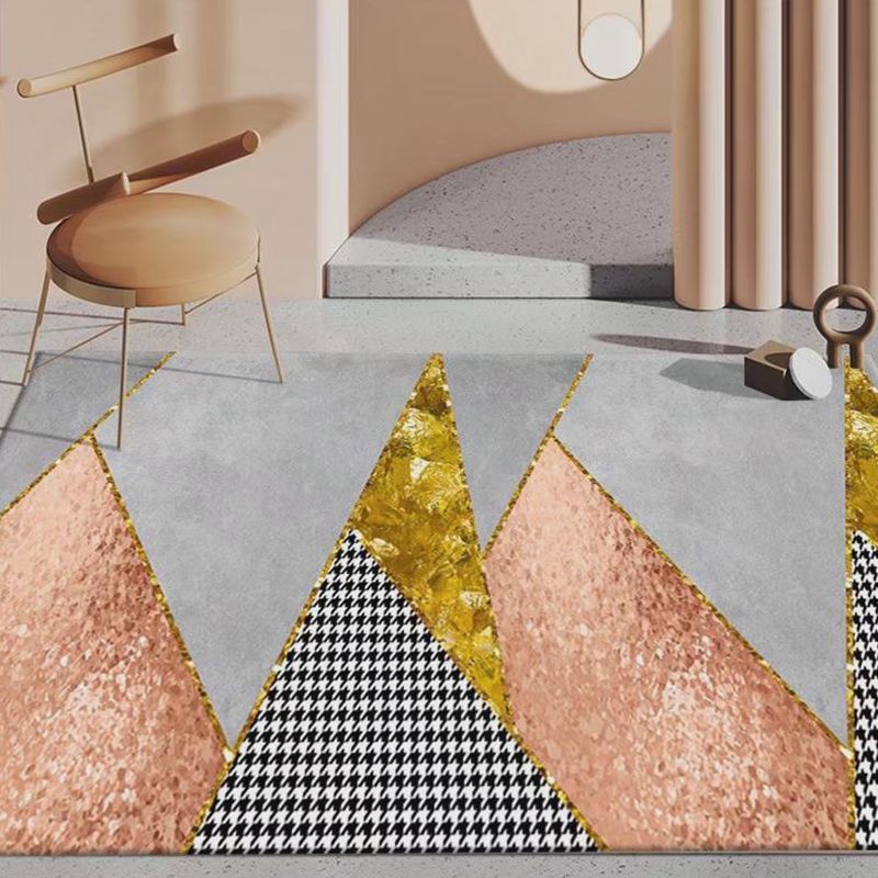 Dark Gray Modern Rug Polyester Graphic Indoor Rug Stain Resistant Rug for Living Room