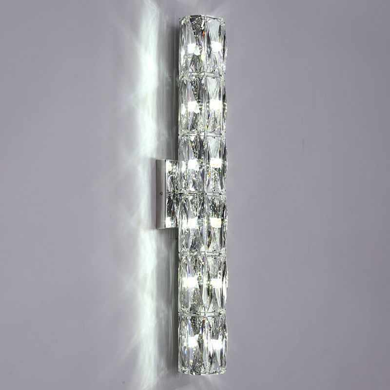 Silver Crystal Wall Sconce in Modern Concise Style Stainless-Steel Rectangular Wall Lamp for Interior Spaces