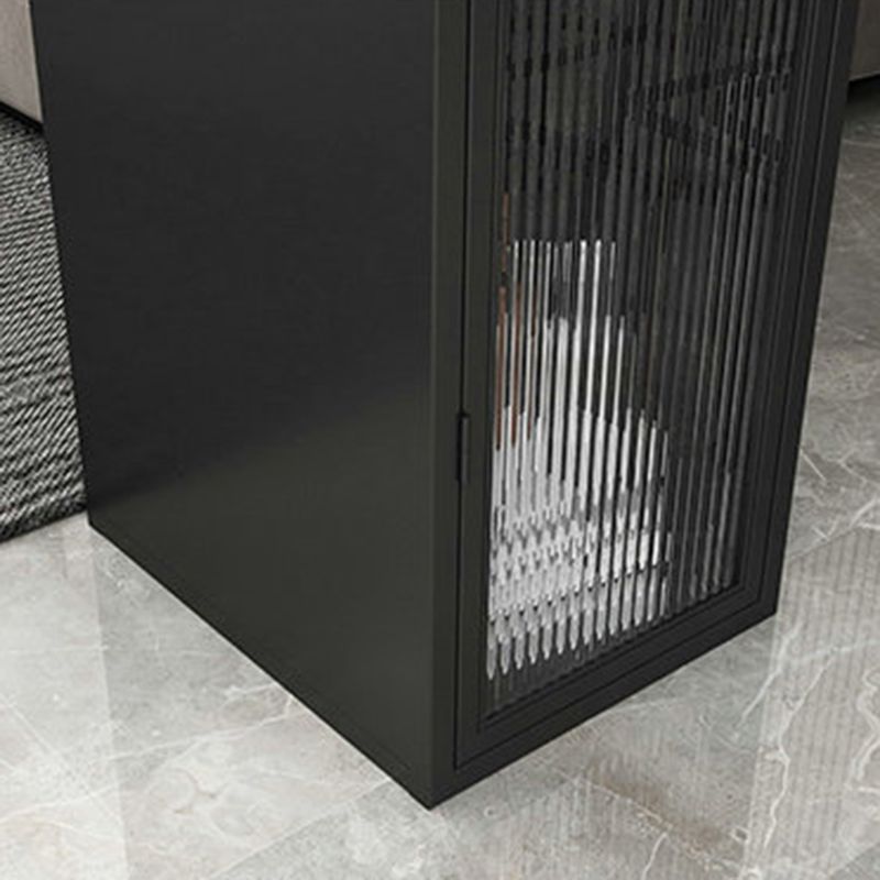 Faux Marble Black Counter Height Dining Table Industrial Metal Base Counter Wine Table