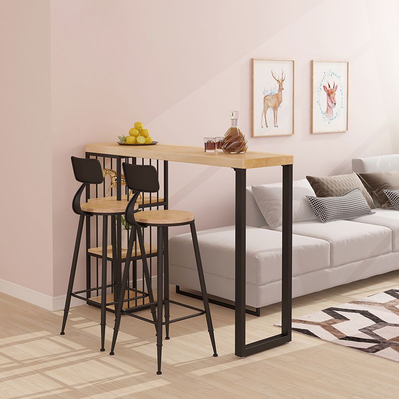 1/2/3 Pieces Industrial Bar Table and Stools Solid Wood and Metal Bar Table Set