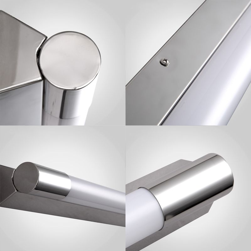 Vanity Light a forma di tubo moderno moderno metallico elegante 19,5 "/23" W Sconce da parete del bagno a LED in argento, luce calda/bianca