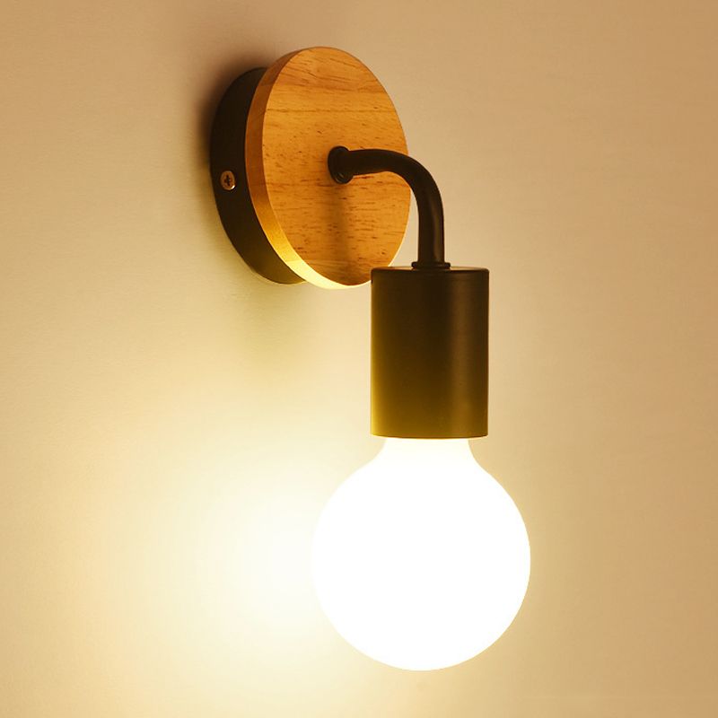 Modern Style Geometric Sconce Light Fixtures Wood 1 Light Wall Mounted Lamps