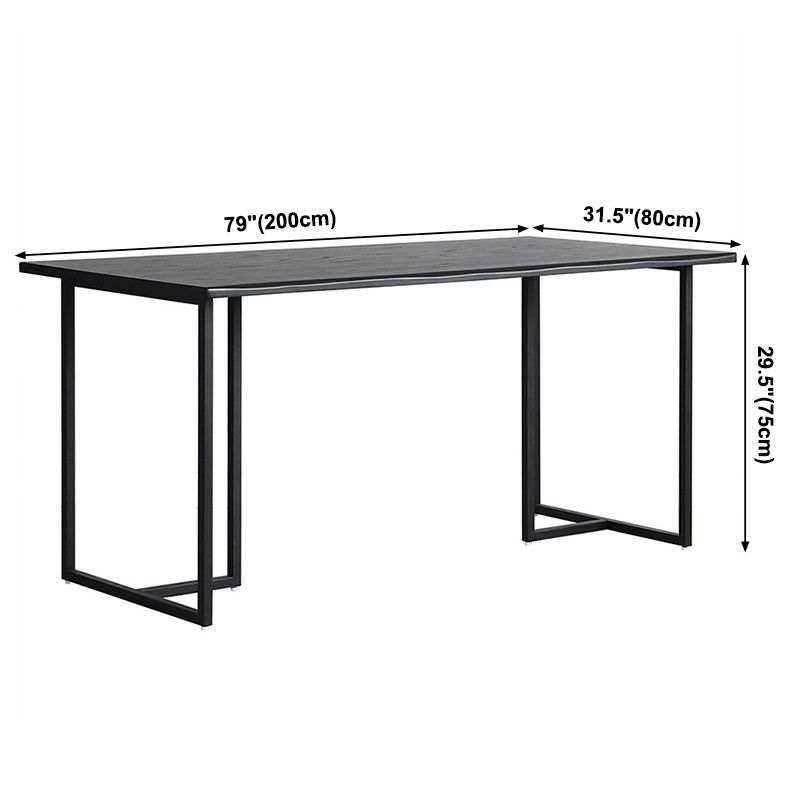 Contemporary Rectangle Dining Table Pine Solid Wood Table with Black Double Pedestal