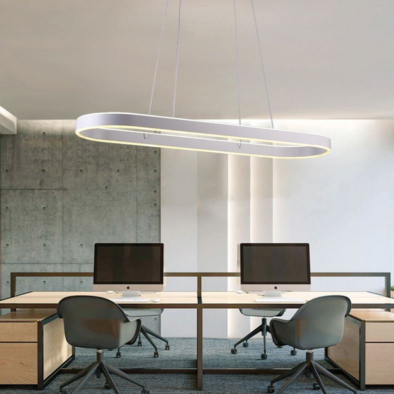 Elliptical Island Pendant Lights Modern Metallic Chandelier Lighting Fixtures for Restaurant