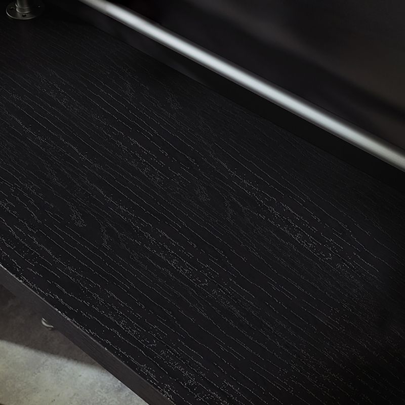 Industrial Black Wood Bar Table with Rectangle Table Top Silver Trestle Table - 42" H