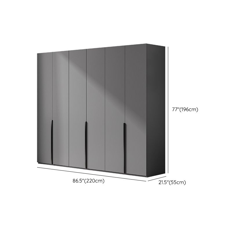 Contemporary Grey Storage Cabinet with Garment Rod Hinged Door Cabinet for Bedroom