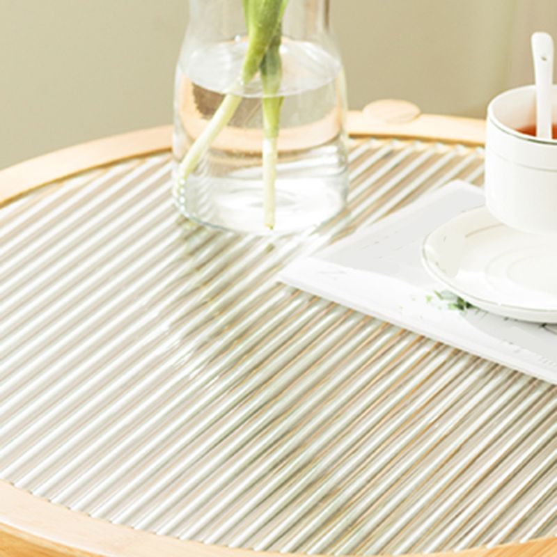 Tropical Glass Top Coffee Table Round Single Coffee Cocktail Table with Storage Shelf