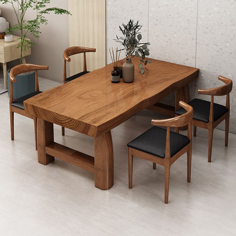 Rectangle Double Pedestal Dining Table Modern Pine Wood Table for Kitchen Use
