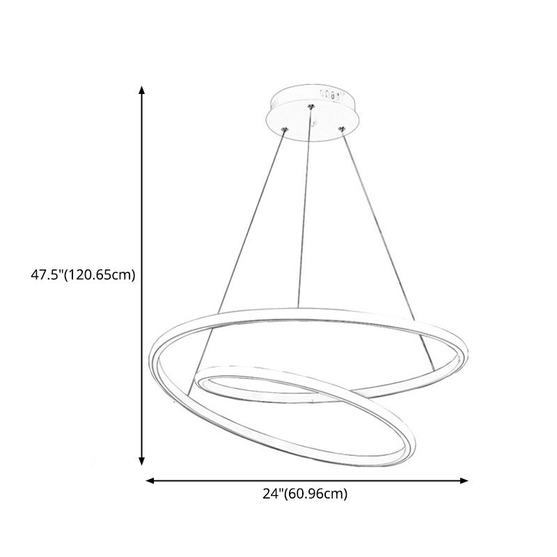 24" Wide Modern Chandelier LED Hanging Ceiling Lights for Living Room Dining Room