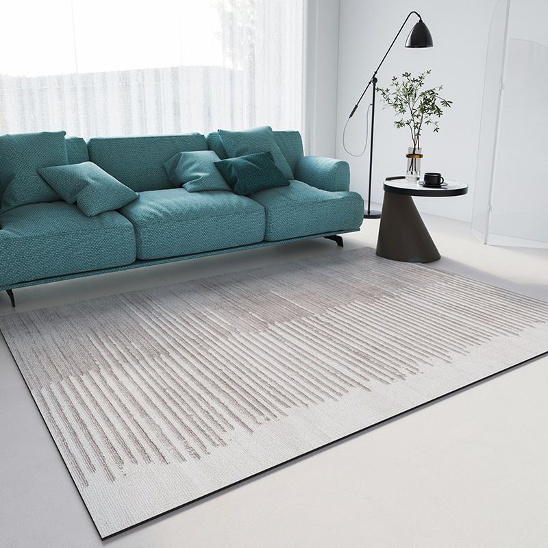 Beige Simple Rug PVC Line Rug Stain Resistant Rug for Living Room