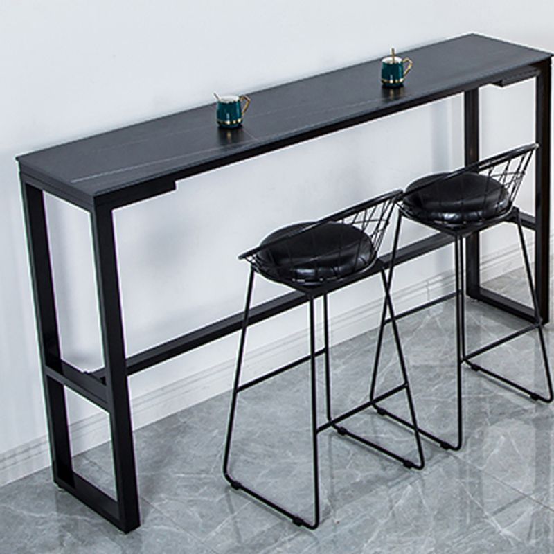Contemporary Bar Dining Table Indoor Rectangle Bar Table with Iron Base