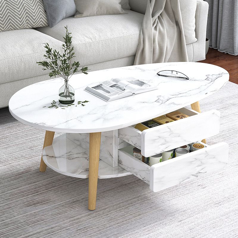 Modern  Coffee Table Wooden 3 Legs Cocktail Table with Drawer