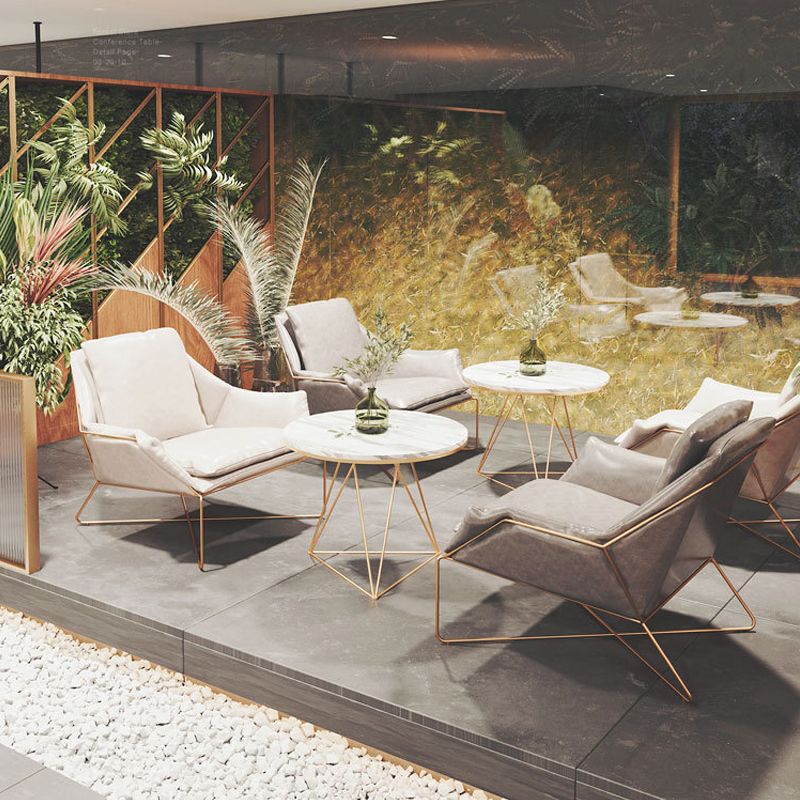 27.56" Wide Scandinavian Style Accent Armchair Cross Metal Frame Arm Chair