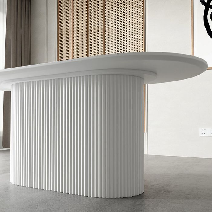 Metal Modern Oval Dining Table White Sintered Stone Top Table for Dining Room and Kitchen