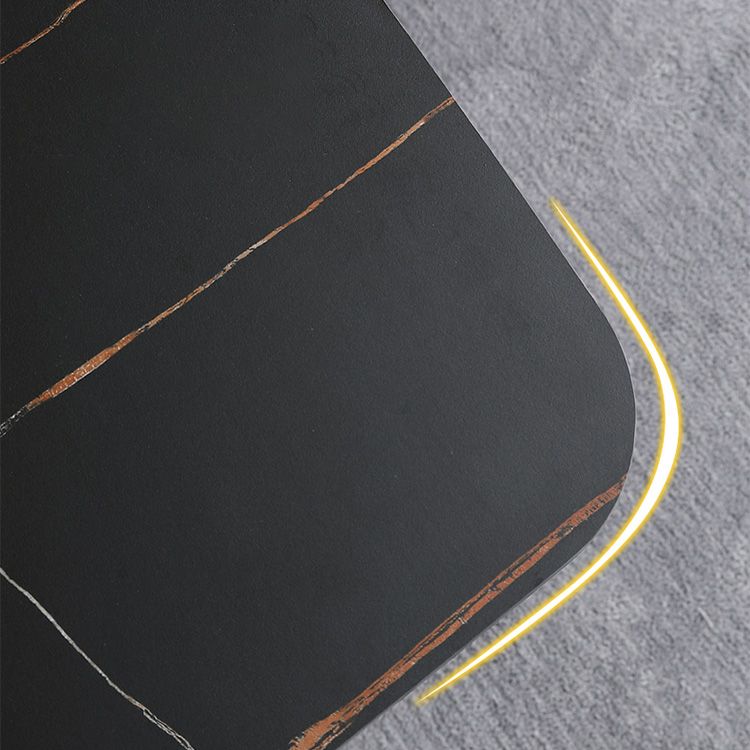 Mesa de comedor negra de piedra sinterizada Simplicicidad Mesa base de caballete para comedor
