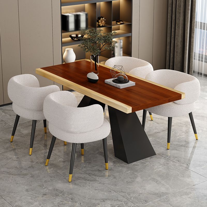 Modern Style Dining Table Solid Wood Rectangle Table with Black Base
