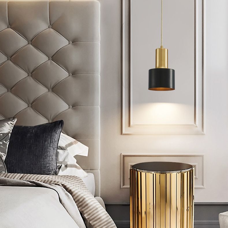 Cylinder Metal Hanging Ceiling Light Minimalist-Style Hanging Pendant Light for Bedroom