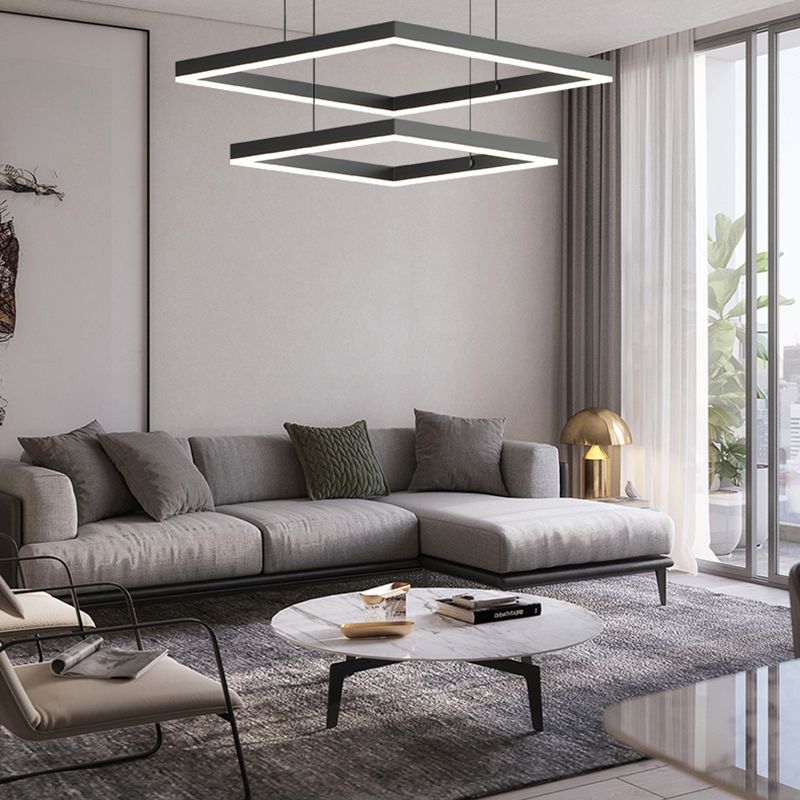 Moderne vierkante kroonluchter verlichtingsarmaturen Multi-tier hangende hanglampen