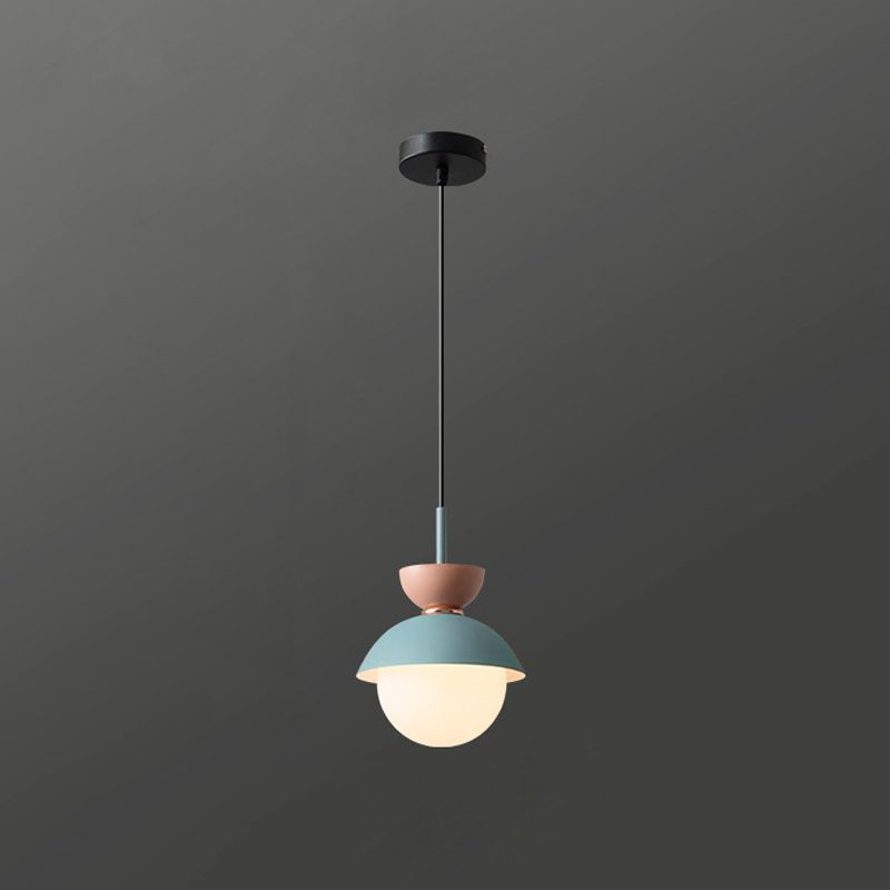 Pendre de chevet de chevet à un seul bulbe Style de macaron petite lumière suspendue avec une teinte en verre