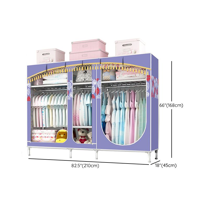 Contemporary Style Steel Wardrobe 3-door Wardrobe Closet with Legs