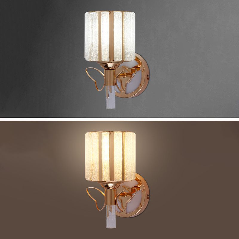 Rose Gold Small Wall Lighting Minimalist 1-Light Prismatic Crystal Sconce for Hallway