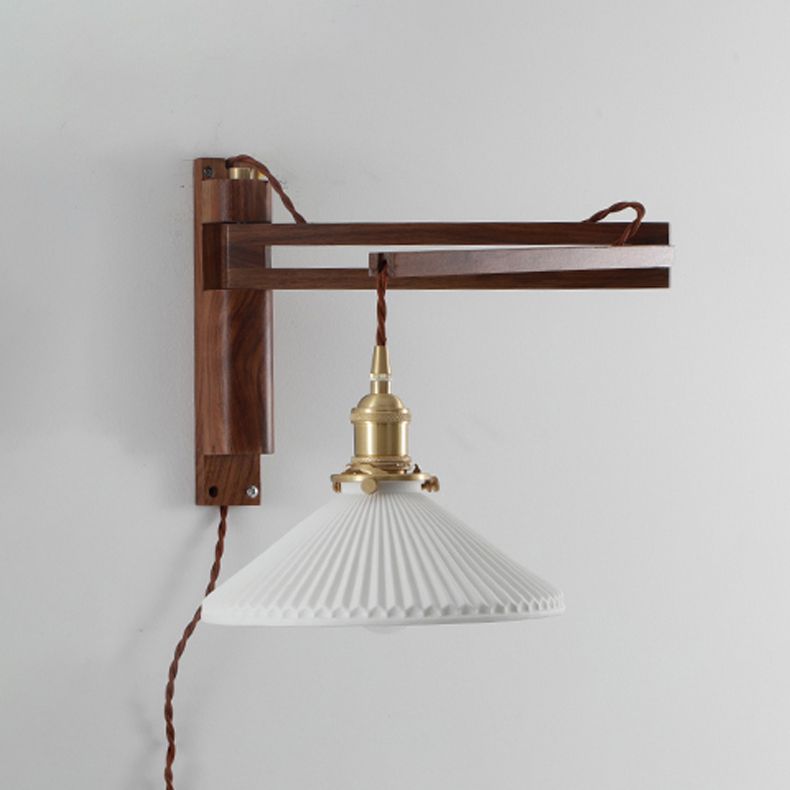 Moderner Stil Geometrischer Wandlampe Licht Holz 1 hellem Wandmontagleuchte in Weiß