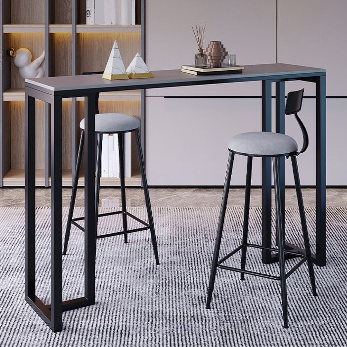 Contemporary Rectangle Bar Dining Table Stone Top and Iron Base  Bar Table