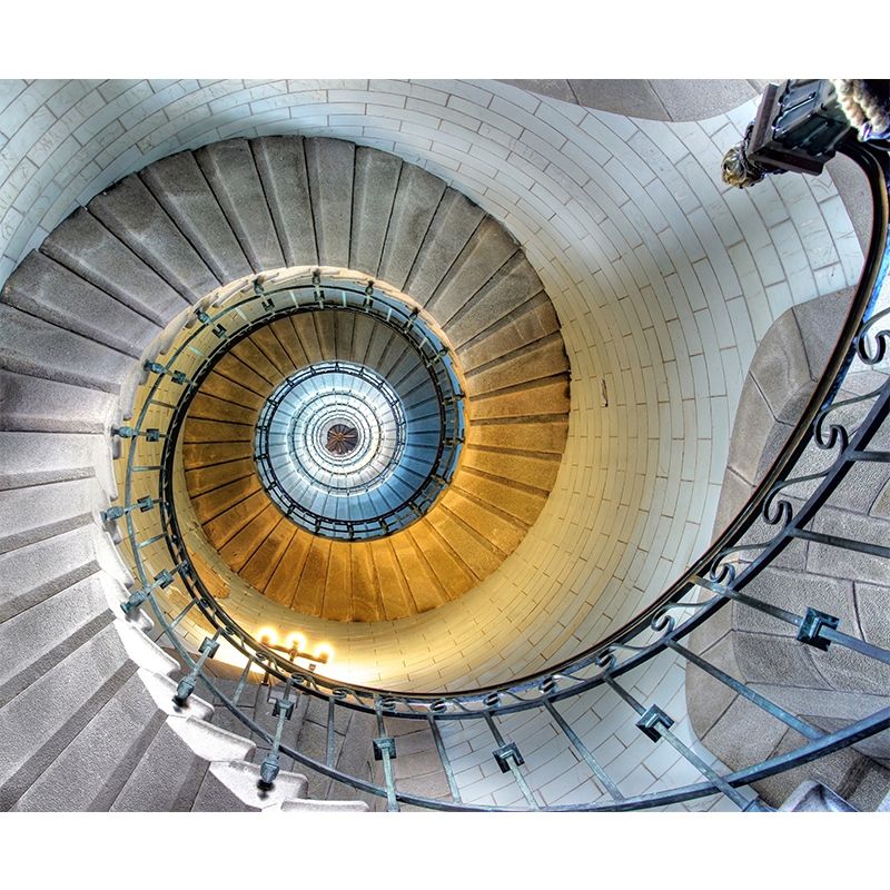 White Stairs Wall Paper Mural Vortex Contemporary Stain-Resistant Wall Decor for Home