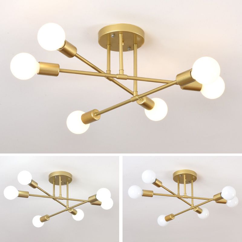 Sputnik Semi Flush Light Fixture Minimalist Style Metal Semi Flush Mount Ceiling Fixture