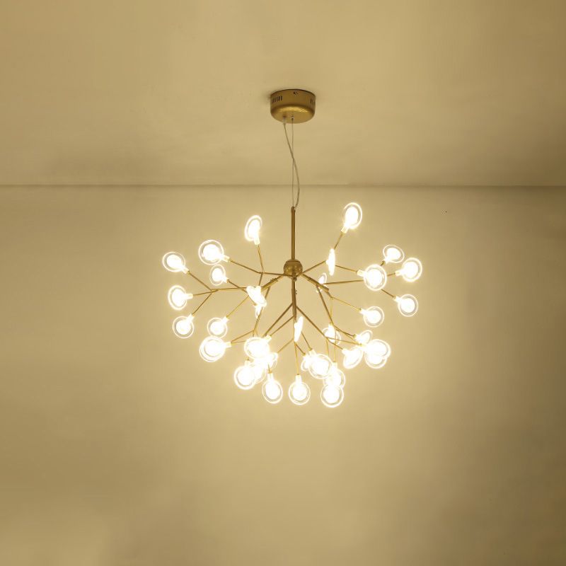 Simplicity Leaf Chandelier Lamp Acrylic Living Room LED Drop Pendant with Branch-Like Wireframe