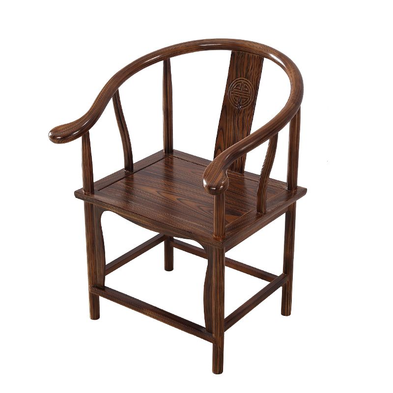 Traditional Style Arm Chair Solid Wood Slat Back Dining Chair for Home