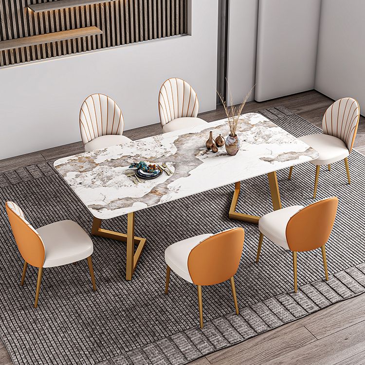 Iron and Slate Table Glam Style Simple Home Rectangular Dining Table