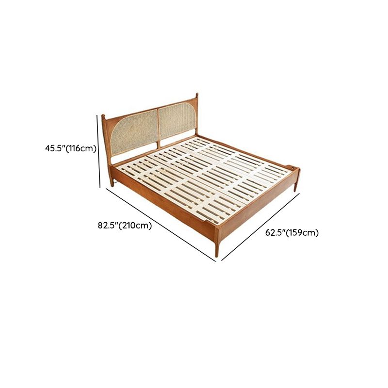 Tropical Standard Bed Solid Wood Solid Color Panel Bed with Headboard