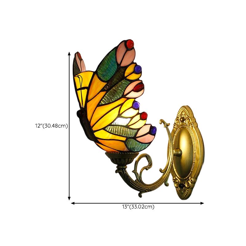 Tiffany Butterfly Sconce Light Fixtures Glass Wall Light Sconce for Bedroom