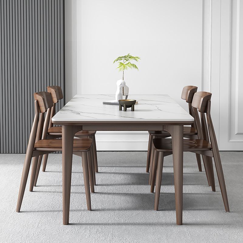 Industrial Rectangle Shape Dining Table Sintered Stone Fixed Desk for Home