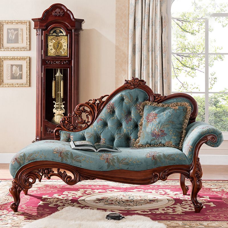 Traditional Brown Birch Accent Chair One Armed Rolled Arms Chaise