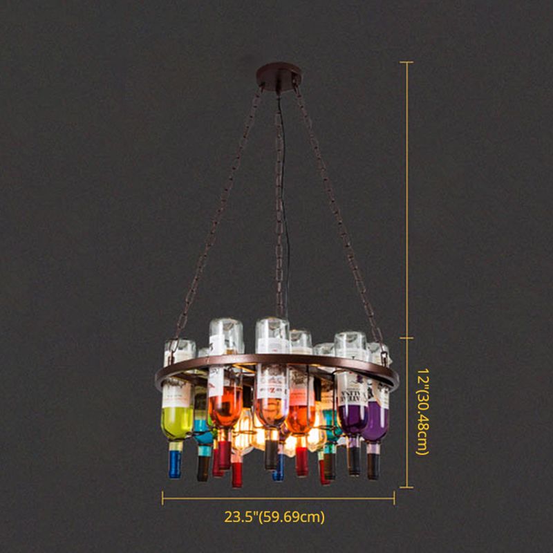 Wine bottle Chandelier Light Fixture Retro Industrial Style Glass Pendant Lighting for Bar