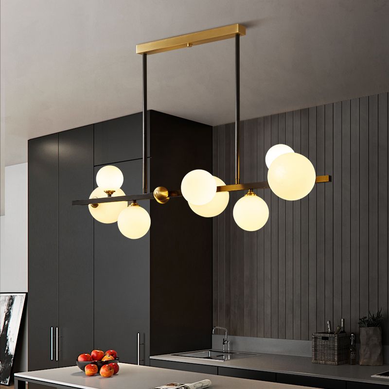 Modern Simple Dining Chandelier Light Round Glass Shade Ceiling Pendant Light