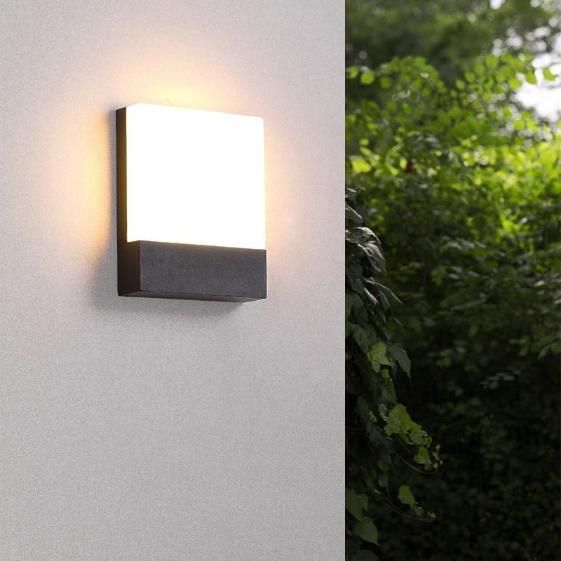 Modern LED Wall Lamp Square Waterproof Wall Mount Lamp with Acrylic Shade for Garden